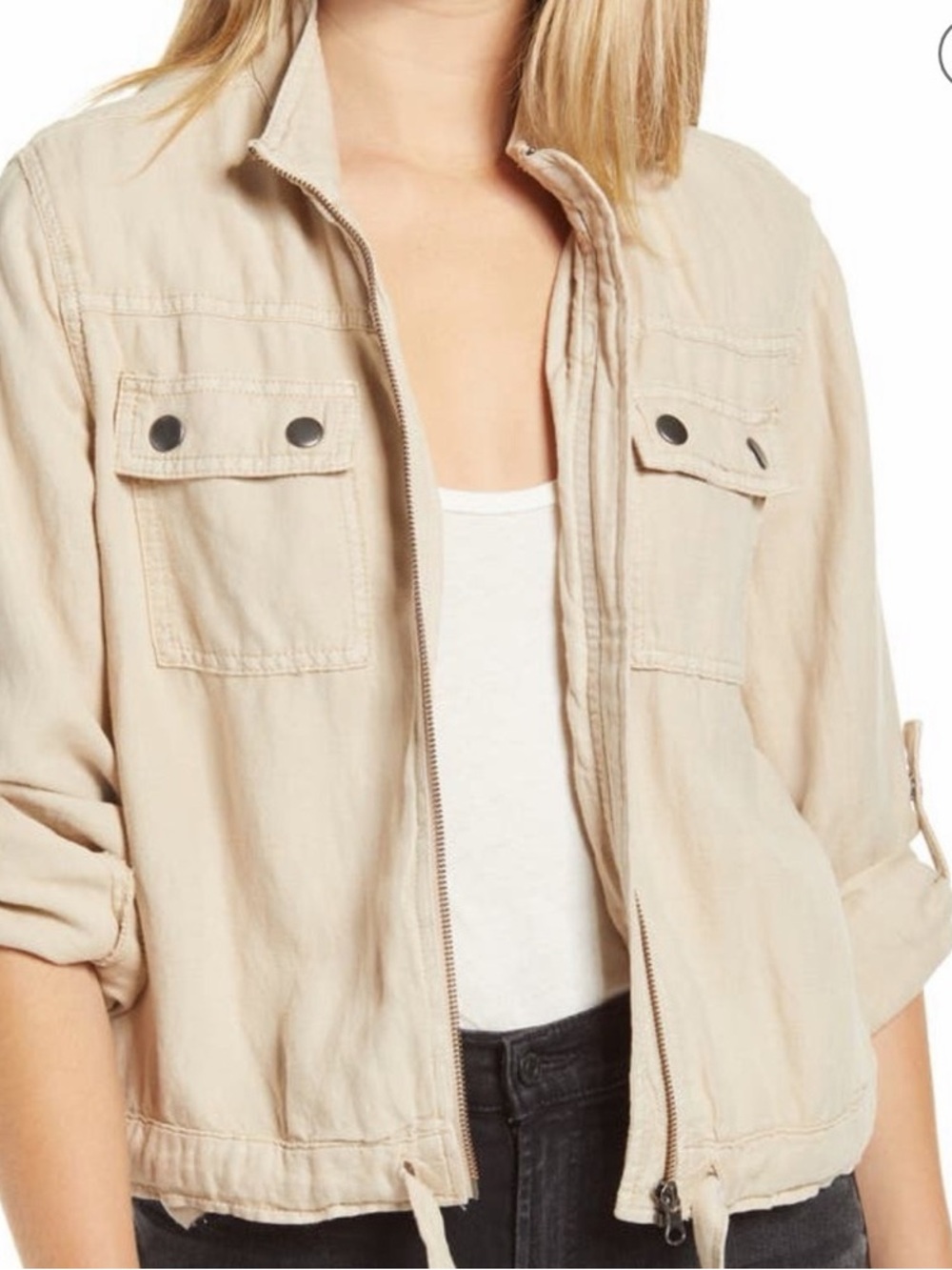 Treasure & Bond light tan beige linen lightweight jacket.